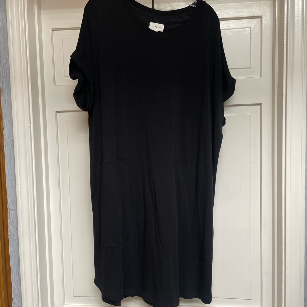 Lou & Grey Black Column Tee Dress-XL